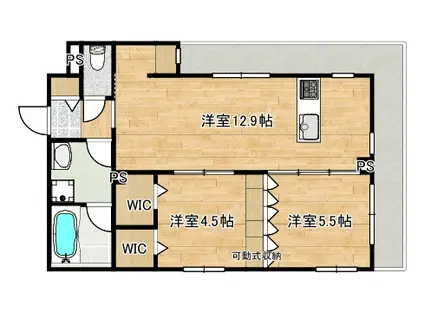 観音2丁目ヘーベルメゾン東棟(2LDK/3階)の間取り写真