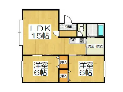カナーコート(2LDK/1階)の間取り写真