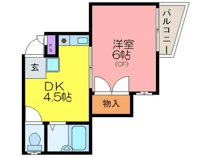 ヴェルデ向丘(1DK/3階)の間取り写真