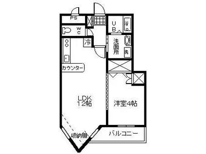 メダリストⅢ(1LDK/4階)の間取り写真