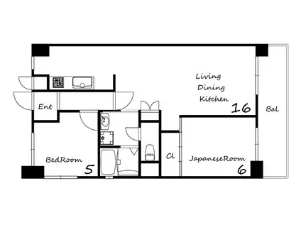 阪急宝塚線 服部天神駅 徒歩10分 6階建 築42年(2LDK/5階)の間取り写真