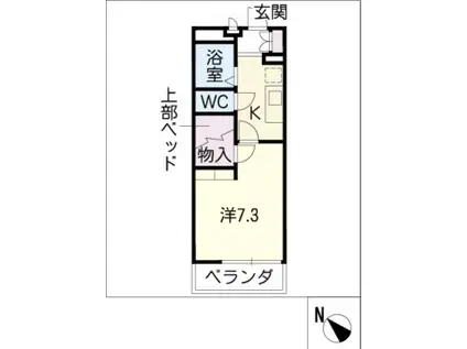 レオパレスベルツリー(1K/1階)の間取り写真