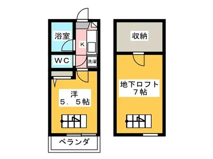 田無ロイヤルハイツ(1K/1階)の間取り写真