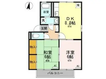 ロイヤルパレス新倉B棟(2DK/2階)の間取り写真