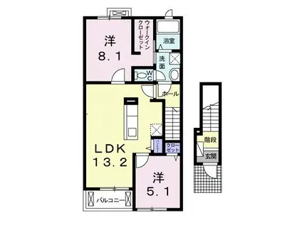 カーサ ガトー I(2LDK/2階)の間取り写真