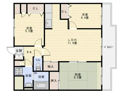 グレープヒル安堂(3LDK/4階)の間取り写真
