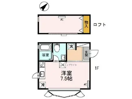 ラビアンローズ(1K/1階)の間取り写真