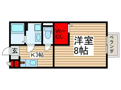ロイヤルコート(1K/2階)の間取り写真