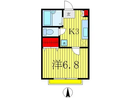 リュエルIRIYA(1K/1階)の間取り写真