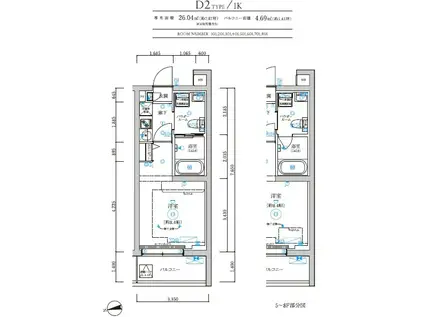 RELUXIA中野鷺宮(1K/3階)の間取り写真