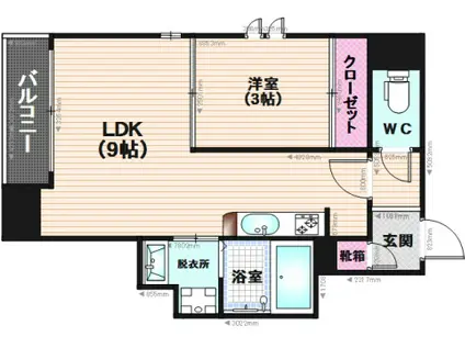 グランティック竹下(1LDK/1階)の間取り写真