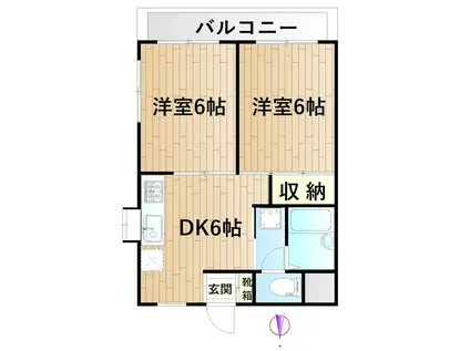 アネックス元住吉(2DK/4階)の間取り写真