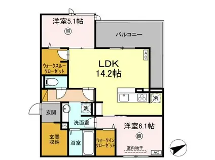 DS LIEN  C(2LDK/3階)の間取り写真