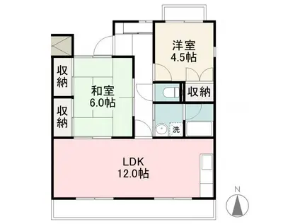 シーサイドハイツ屋島(2LDK/2階)の間取り写真