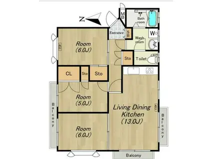 高輪第一ハイツ(3LDK/2階)の間取り写真