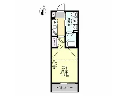 OCEANS14(1K/2階)の間取り写真