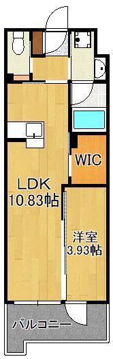 ウィングス城野駅前(1LDK/7階)の間取り写真