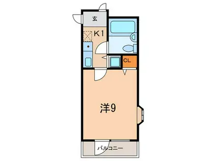 ドゥースモトヤマ(1K/2階)の間取り写真