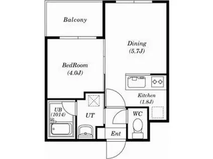 ブランノワールレサンテ514(1LDK/4階)の間取り写真
