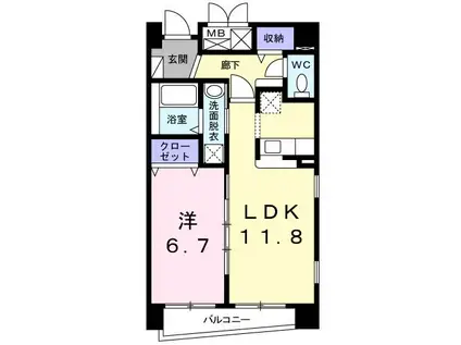 プログレ河原町(1LDK/2階)の間取り写真