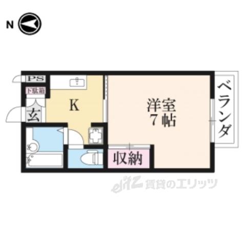 ヴィラエステート(1K/2階)の間取り写真