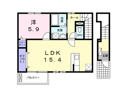 スペーメテルス(1LDK/2階)の間取り写真