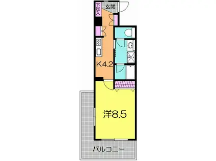 ボヌール富沢(1K/1階)の間取り写真