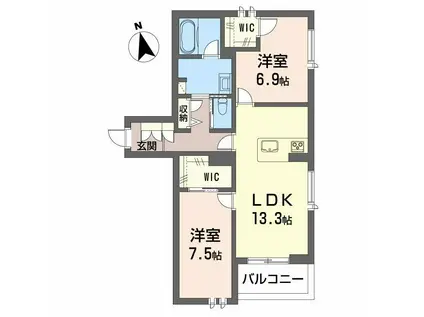シャーメゾン ルモラ(2LDK/2階)の間取り写真
