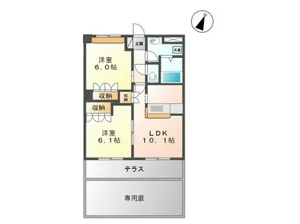 ネオユニバース(2LDK/1階)の間取り写真