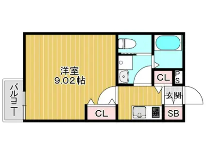 ネオソフィア国立(1K/2階)の間取り写真