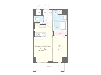 ハピネスガーデン新大阪(1LDK/3階)の間取り写真