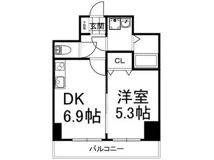 グランビア河原町(1DK/1階)の間取り写真