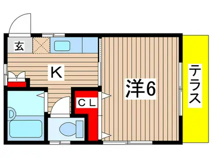 ベルゾーネ橋本II(1K/1階)の間取り写真