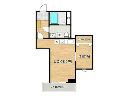 CRESCENT 台原(1LDK/1階)の間取り写真