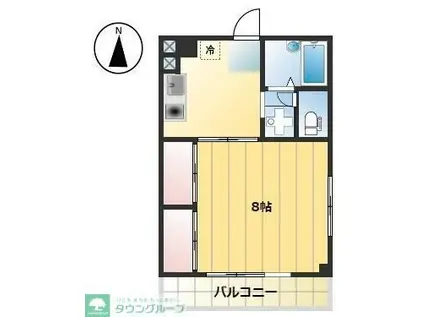 マンション辰巳(1K/3階)の間取り写真