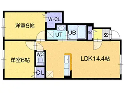 ヴィラK IV(2LDK/1階)の間取り写真