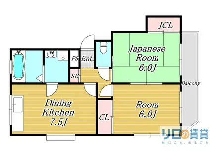 第2中尾ハイツ(2DK/3階)の間取り写真