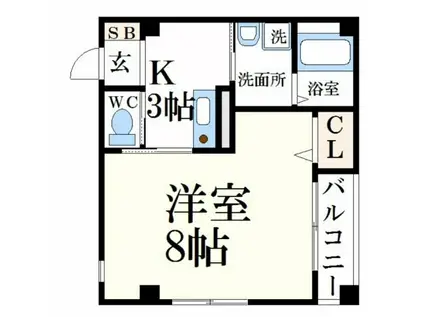 ボヌール姫路STA(1K/4階)の間取り写真