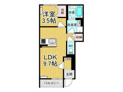 ラウレア(1LDK/1階)の間取り写真