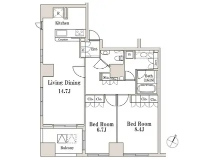 LASANT一番町(2LDK/10階)の間取り写真