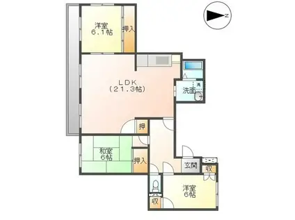 ルピネス亀の井(3LDK/2階)の間取り写真