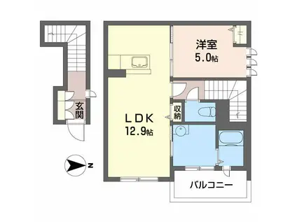 シャーメゾン堀止(1LDK/2階)の間取り写真