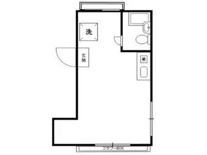 三軒茶屋ハイツ(ワンルーム/2階)の間取り写真