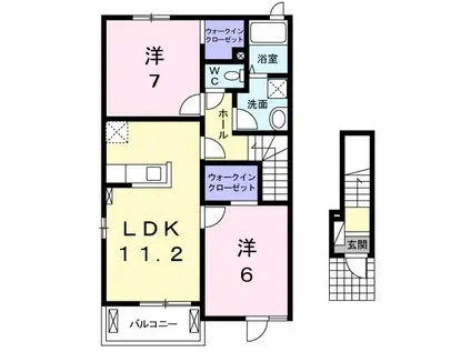 プラム ビレッジII(2LDK/2階)の間取り写真