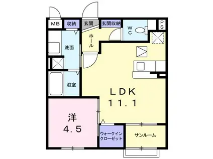 エナジー参番館(1LDK/1階)の間取り写真