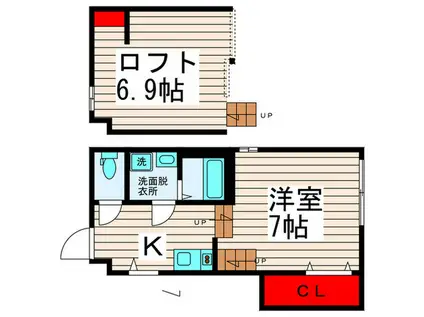 ダリアステート西新井(1K/1階)の間取り写真