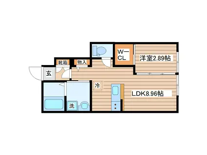 グランヴィラ八本松(1LDK/1階)の間取り写真