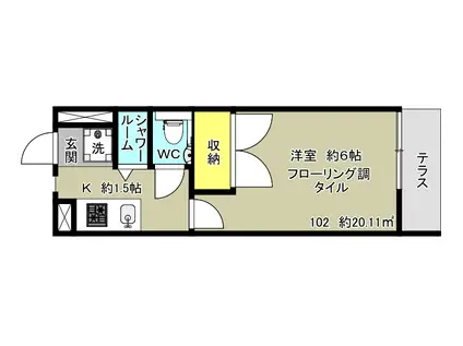 アーバンハイム阿佐谷(1K/1階)の間取り写真