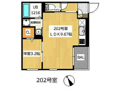 REGALEST 枚方市駅(1LDK/2階)の間取り写真