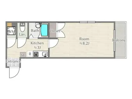 ブルーム学芸大学II(1K/3階)の間取り写真